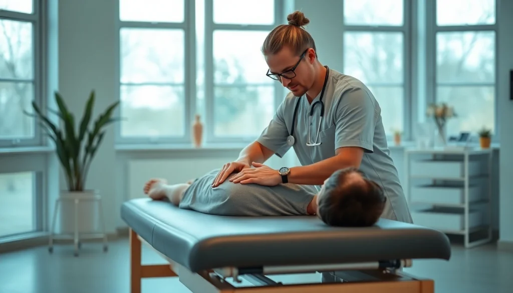 Mehr erfahren über Physiotherapie in einer einladenden Behandlungssituation mit einer professionellen Therapeutin.