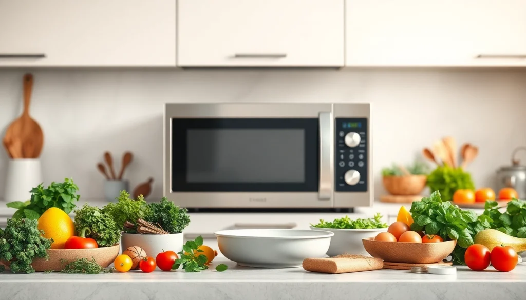 Enhance your cooking with stylish microwave oven sales featured in a modern kitchen setting.