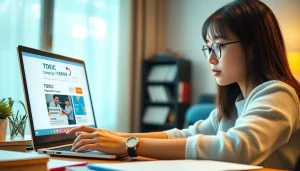 ノートパソコン、ノート、書籍を備えたモダンな学習環境で、スタディサプリ toeicキャンペーン 頻度を学ぶ学生。