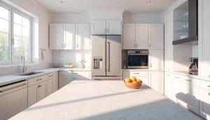 Modern Refrigerator in a bright kitchen emphasizing style and functionality.