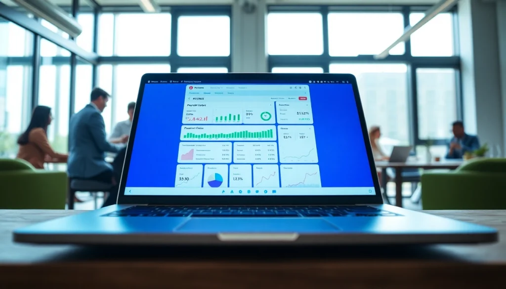 Streamlined online payments interface on a laptop in a bright workspace.
