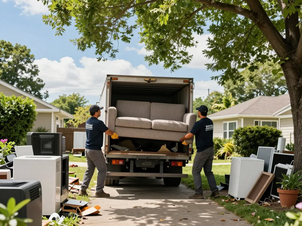 Efficient junk removal services in Bergen County with professionals clearing debris and furniture
