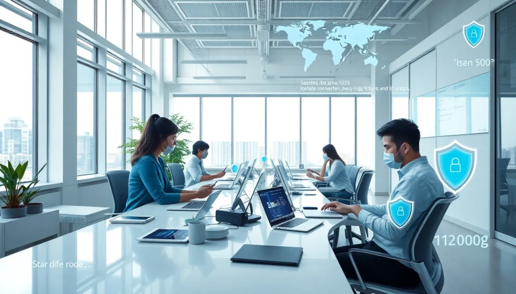 在现代办公环境中展示无缝连接与安全特性的快连下载应用程序。