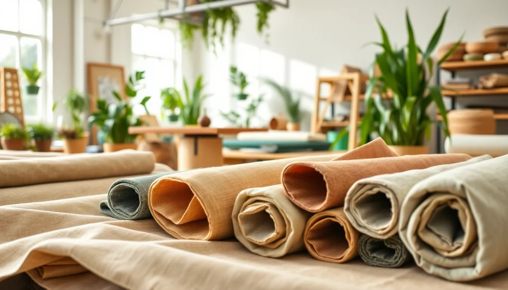 Duurzame stoffen zoals organisch katoen en bamboe in een professionele studio uitstraling.