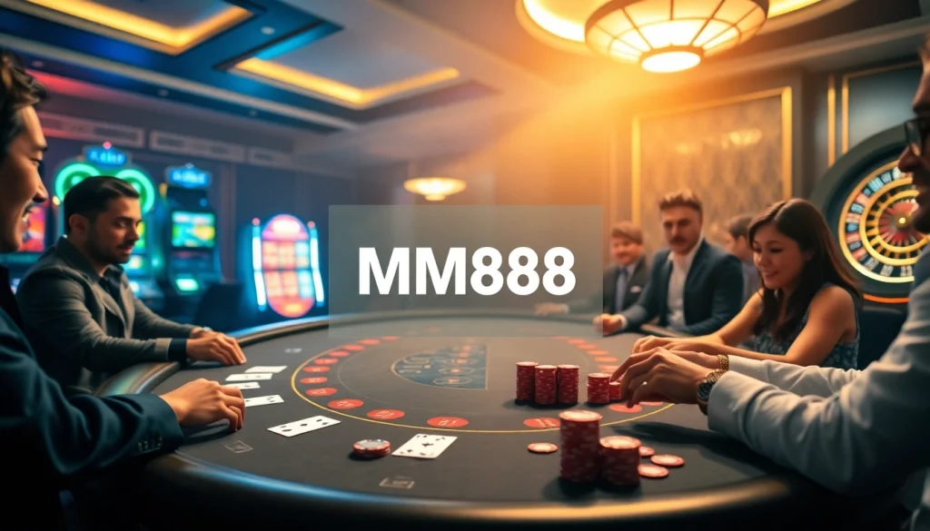 Experience the excitement of MM888 with vibrant casino visuals showcasing dynamic gameplay.