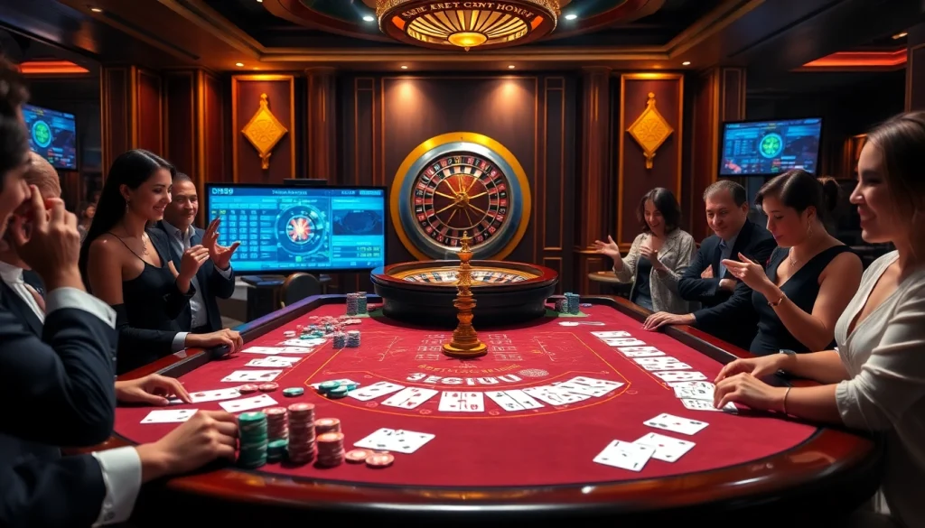 Experience the excitement of DH88 at a luxury casino gaming table with vibrant chips and cards.