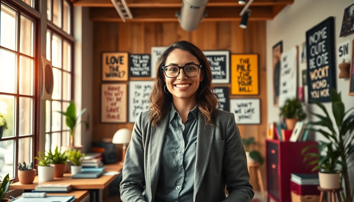 Innerpreneur engaging with creativity in a bright modern workspace.