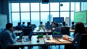 Modern classroom at Trade Max Academy, Kerala's top stock market institute in kerala, featuring students engaged in interactive learning.