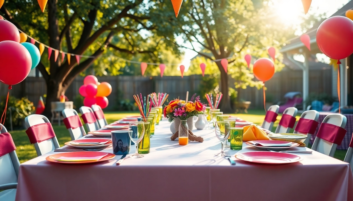 Find Party Rentals Near Me for your perfect outdoor celebration setup featuring vibrant decorations.