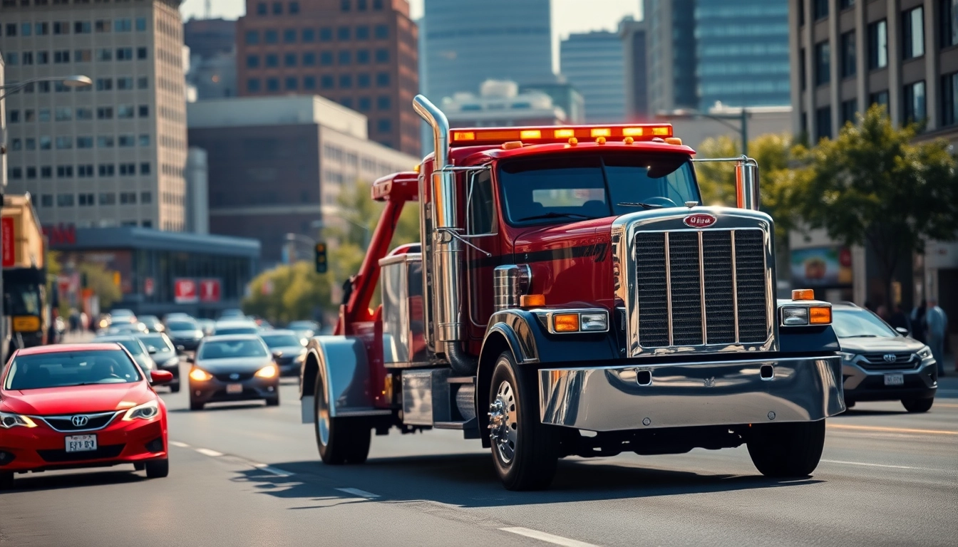 Rapid response by emergency towing Nashville service featuring a tow truck in action.