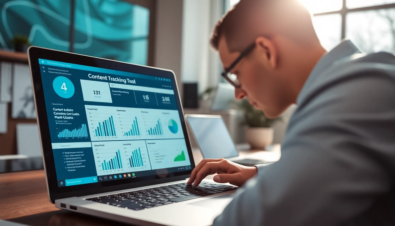 Engaging interface of a content tracking tool with vibrant data visualizations for analysis.