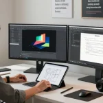 Efficient usage of 截图软件下载 in a modern workspace with screens showing Snipaste features.