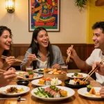 Explore Asian cuisine with friends at https://hanadultalk.com in a cozy vibrant restaurant setting