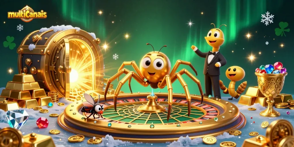 Experience the vibrant multcanais gaming world with golden illustrations and exciting betting scenes.